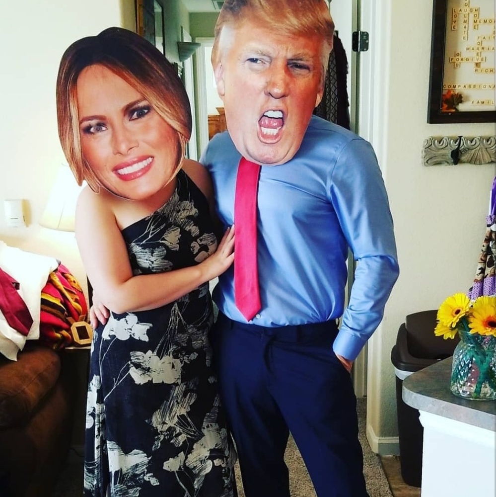 Donald and melania trumps face costume